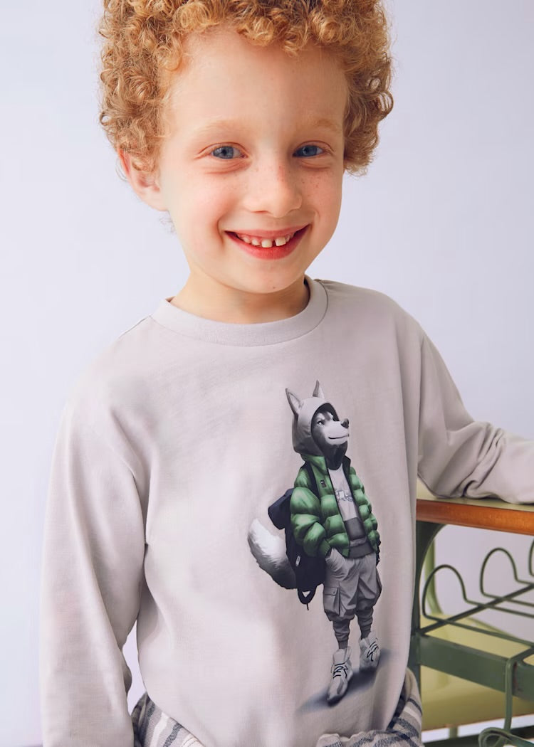 Camiseta lobo manga larga