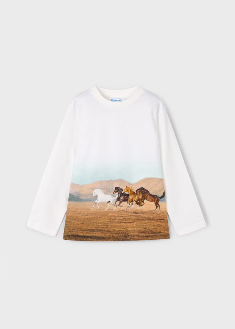 Camiseta caballos manga larga