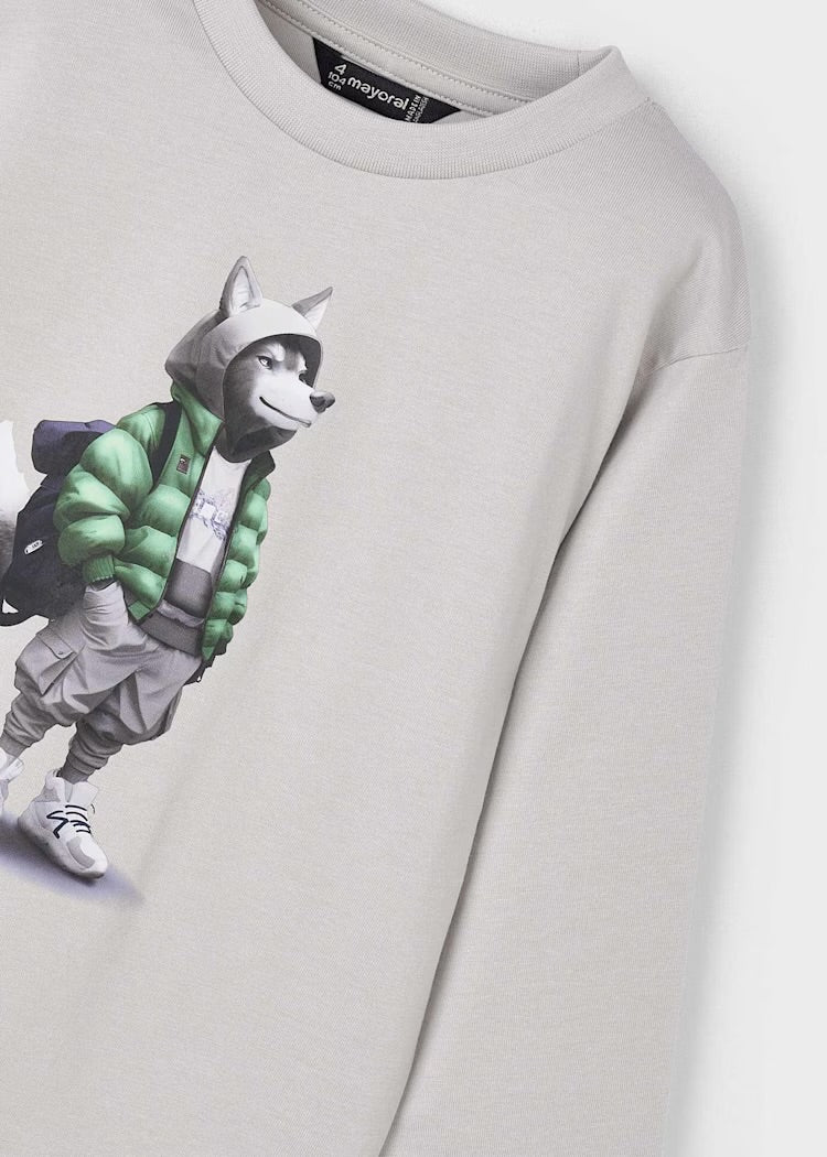 Camiseta lobo manga larga
