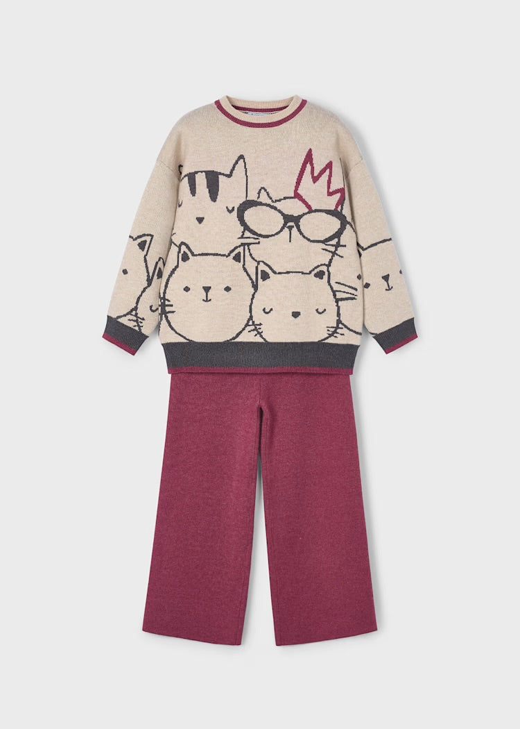 Conjunto pantalón y suéter estampado