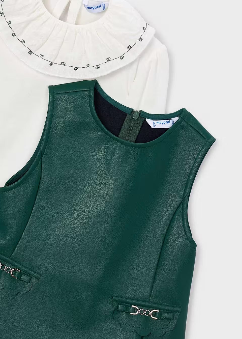 Vestido polipiel con blusa