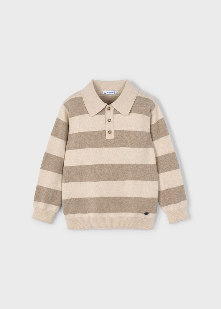 Polo tricot manga larga