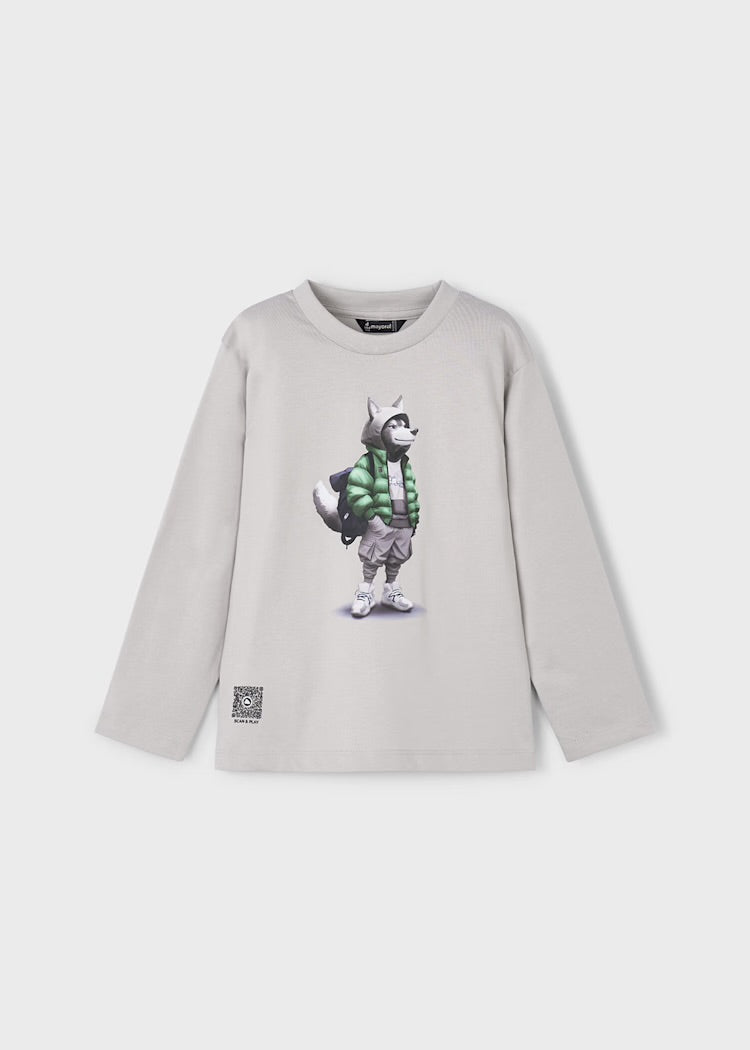 Camiseta lobo manga larga