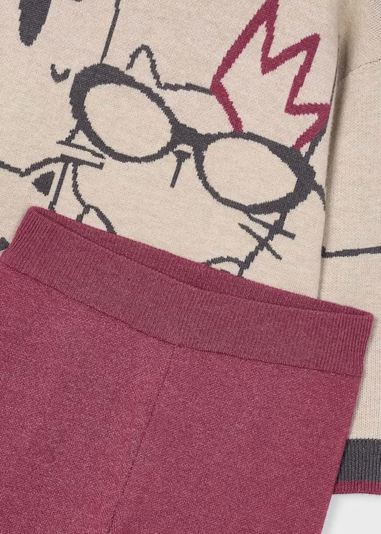 Conjunto pantalón y suéter estampado