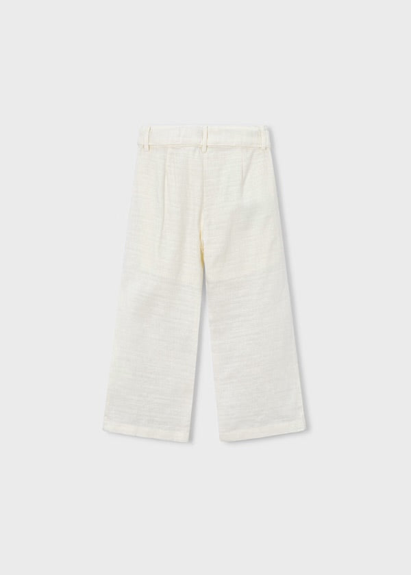 Pantalon largo lino bordado