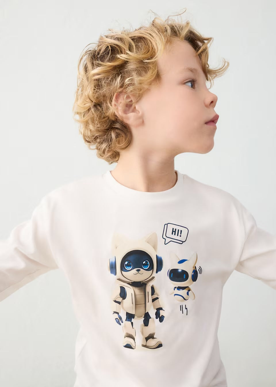 Playera manga larga robot