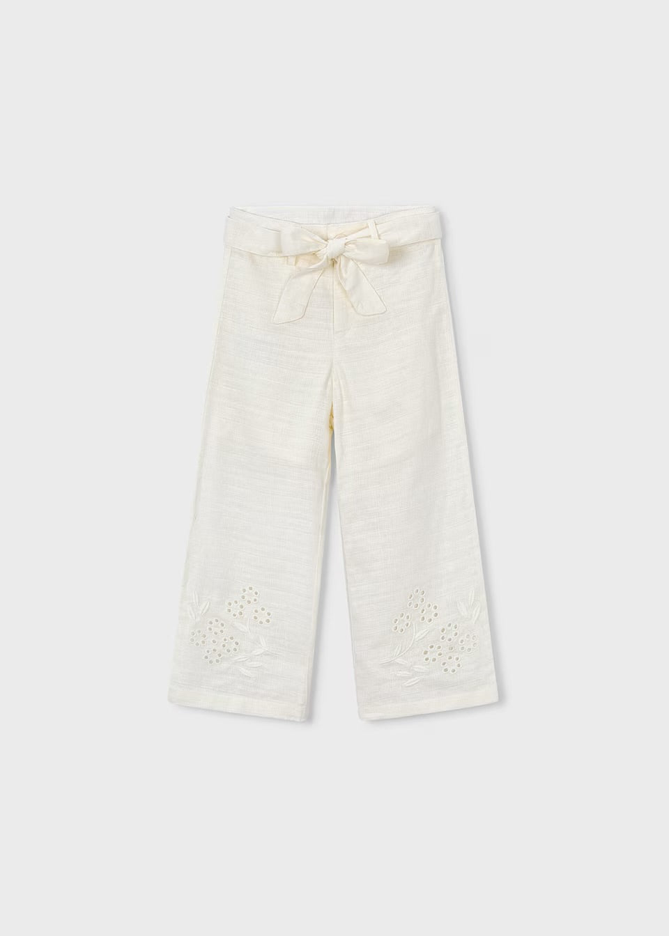 Pantalon largo lino bordado