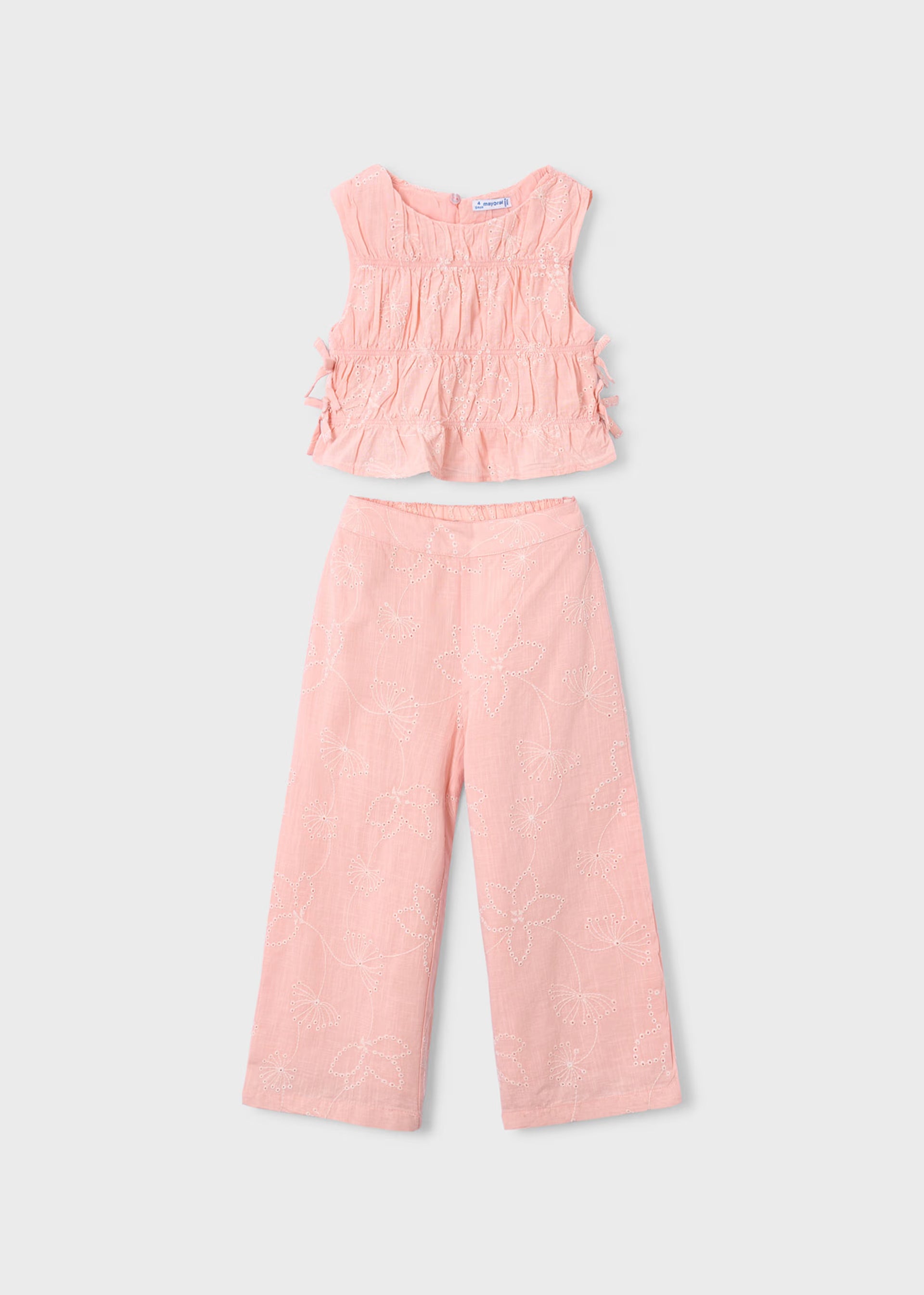 Conjunto pantalon largo bordado